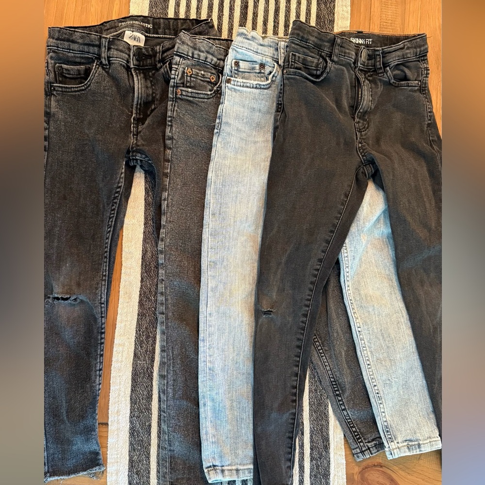 Zara Kids Boys Skinny Jeans Set of 4 black grey blue